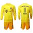 Bayern Munchen #1 Neuer Yellow Goalkeeper Long Sleeves Soccer Club Jersey