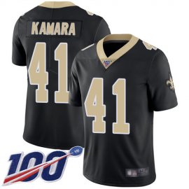 Nike New Orleans Saints #41 Alvin Kamara Black Team Color Mens Stitched NFL 100th Season Vapor Limited Jersey