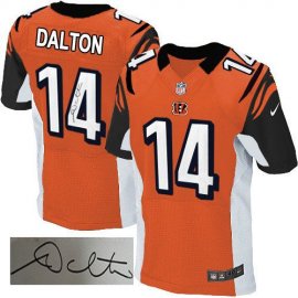 Nike Cincinnati Bengals #14 Andy Dalton Orange Alternate Mens Stitched NFL Elite Autographed Jersey