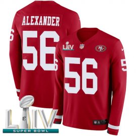 Nike San Francisco 49ers #56 Kwon Alexander Red Super Bowl LIV 2020 Team Color Mens Stitched NFL Limited Therma Long Sleeve Jersey