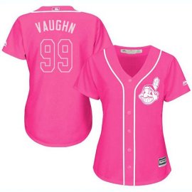 Cleveland Indians #99 Ricky Vaughn Pink Fashion Womens Stitched MLB Jersey