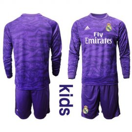 Real Madrid Blank Purple Goalkeeper Long Sleeves Kid Soccer Club Jersey