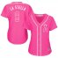 Los Angeles Angels #9 Tommy La Stella Pink Fashion Womens Stitched MLB Jersey