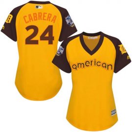 Detroit Tigers #24 Miguel Cabrera Gold 2016 All-Star American League Womens Stitched MLB Jersey