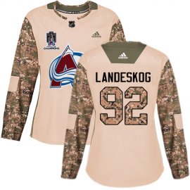 Adidas Colorado Avalanche #92 Gabriel Landeskog Camo Authentic Womens 2022 Stanley Cup Champions Veterans Day Stitched NHL Jersey Womens