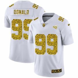 Los Angeles Rams #99 Aaron Donald Mens Nike Flocked Leopard Print Vapor Limited NFL Jersey White