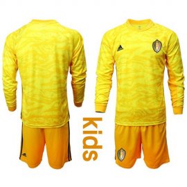 Belgium Blank Yellow Goalkeeper Long Sleeves Kid Soccer Country Jersey