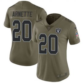 Nike Las Vegas Raiders #20 Damon Arnette Olive Womens Stitched NFL Limited 2017 Salute To Service Jersey