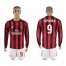 AC Milan #9 Lapadula Home Long Sleeves Soccer Club Jersey