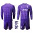Juventus Blank Purple Goalkeeper Long Sleeves Kid Soccer Club Jersey