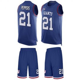 Nike New York Giants #21 Jabrill Peppers Royal Blue Team Color Mens Stitched NFL Limited Tank Top Suit Jersey