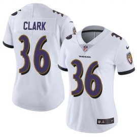 Nike Baltimore Ravens #36 Chuck Clark White Womens Stitched NFL Vapor Untouchable Limited Jersey