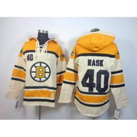 Boston Bruins #40 Tuukka Rask Cream Sawyer Hooded Sweatshirt Stitched NHL Jersey