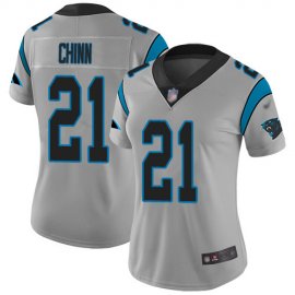 Nike Carolina Panthers #21 Jeremy Chinn Silver Womens Stitched NFL Limited Inverted Legend Jersey