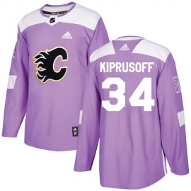 Adidas Calgary Flames #34 Miikka Kiprusoff Purple Authentic Fights Cancer Stitched NHL Jersey