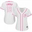 Cleveland Indians #12 Francisco Lindor White/Pink Fashion Womens Stitched MLB Jersey