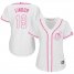 Cleveland Indians #12 Francisco Lindor White/Pink Fashion Womens Stitched MLB Jersey