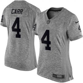Nike Las Vegas Raiders #4 Derek Carr Gray Womens Stitched NFL Limited Gridiron Gray Jersey