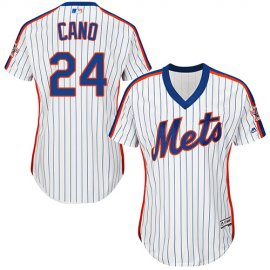 New York Mets #24 Robinson Cano White(Blue Strip) Alternate Womens Stitched MLB Jersey