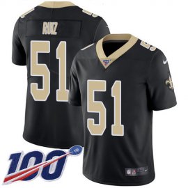 Nike New Orleans Saints #51 Cesar Ruiz Black Team Color Mens Stitched NFL 100th Season Vapor Untouchable Limited Jersey
