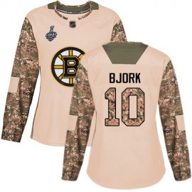 Adidas Boston Bruins #10 Anders Bjork Camo Authentic 2017 Veterans Day Stanley Cup Final Bound Womens Stitched NHL Jersey