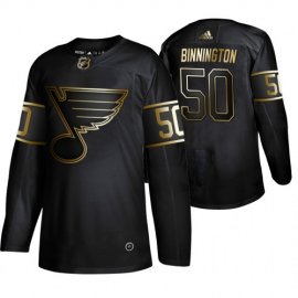 Adidas St. Louis Blues #50 Jordan Binnington Mens 2019 Black Golden Edition Authentic Stitched NHL Jersey