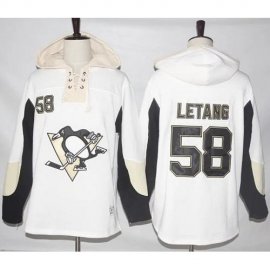 Pittsburgh Penguins #58 Kris Letang White Pullover Hoodie Stitched NHL Jersey