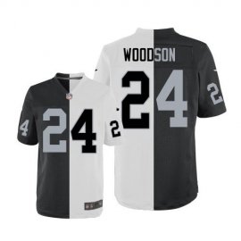 Nike Las Vegas Raiders #24 Charles Woodson White/Black Mens Stitched NFL Elite Split Jersey