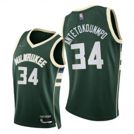 Nike Milwaukee Bucks #34 Giannis Antetokounmpo Womens 2021-22 75th Diamond Anniversary NBA Jersey Green Womens