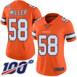 Nike Denver Broncos #58 Von Miller Orange Womens Stitched NFL Limited Rush 100th Season Jersey