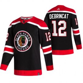 Chicago Blackhawks #12 Alex DeBrincat Black Mens Adidas 2020-21 Reverse Retro Alternate NHL Jersey