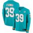 Nike Miami Dolphins #39 Larry Csonka Aqua Green Team Color Mens Stitched NFL Limited Therma Long Sleeve Jersey
