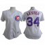 Chicago Cubs #34 Jon Lester White(Blue Strip) Womens Fashion Stitched MLB Jersey