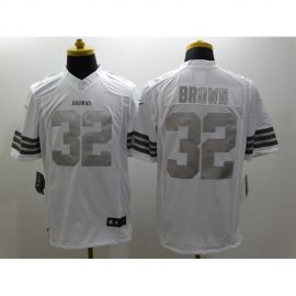 Nike Cleveland Browns #32 Jim Brown White Mens Stitched NFL Limited Platinum Jersey