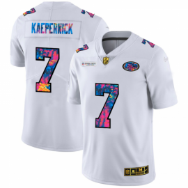 San Francisco 49ers #7 Colin Kaepernick Mens White Nike Multi-Color 2020 NFL Crucial Catch Limited NFL Jersey