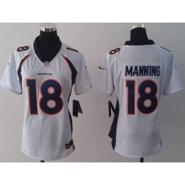 Nike Denver Broncos #18 Peyton Manning White Womens Stitched NFL New Elite Jersey
