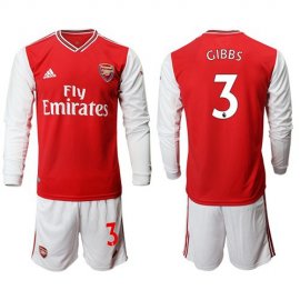 Arsenal #3 Gibbs Red Home Long Sleeves Soccer Club Jersey