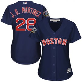 Boston Red Sox #28 J. D. Martinez Navy Blue Alternate 2018 World Series Womens Stitched MLB Jersey
