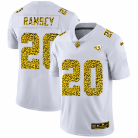Los Angeles Rams #20 Jalen Ramsey Mens Nike Flocked Leopard Print Vapor Limited NFL Jersey White