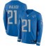 Nike Detroit Lions #21 Tracy Walker Blue Team Color Mens Stitched NFL Limited Therma Long Sleeve Jersey