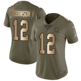 Nike Chicago Bears #12 Allen Robinson II Olive/Gold Womens Stitched NFL Limited 2017 Salute to Service Jersey