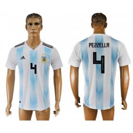 Argentina 4 PEZZELLA Home 2018 FIFA World Cup Thailand Soccer Jersey