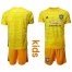 Manchester United Blank Yellow Goalkeeper Kid Soccer Club Jersey