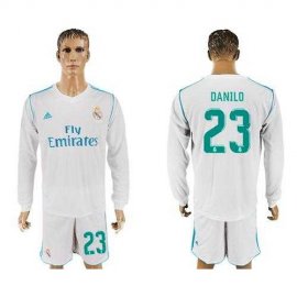 Real Madrid #23 Danilo White Home Long Sleeves Soccer Club Jersey