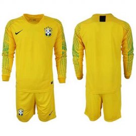 Brazil Blank Yellow Goalkeeper Long Sleeves Soccer Country Jersey