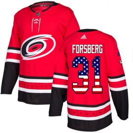 Adidas Carolina Hurricanes #31 Anton Forsberg Red Home Authentic USA Flag Stitched NHL Jersey
