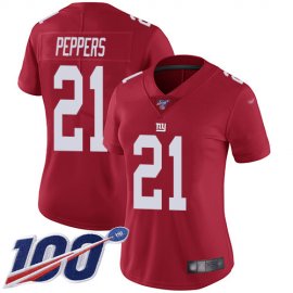 Nike New York Giants #21 Jabrill Peppers Red Alternate Womens Stitched NFL 100th Season Vapor Limited Jersey