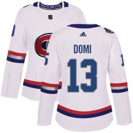 Adidas Montreal Canadiens #13 Max Domi White Authentic 2017 100 Classic Womens Stitched NHL Jersey