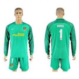 Atletico Madrid #1 Moya Green Goalkeeper Long Sleeves Soccer Club Jersey