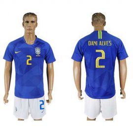 Brazil #2 Dani Alves Away Soccer Country Jersey